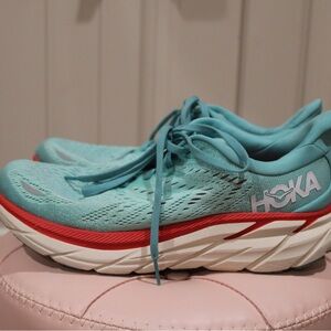 Hoka Women's Teal and Red Athletic Shoes